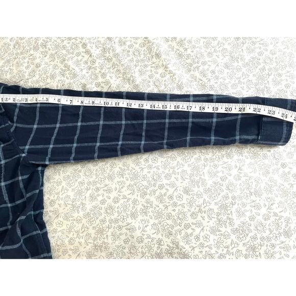 Mens Small Navy Blue Plaid Flannel Shirt Fall Layering Piece - Picture 5 of 6